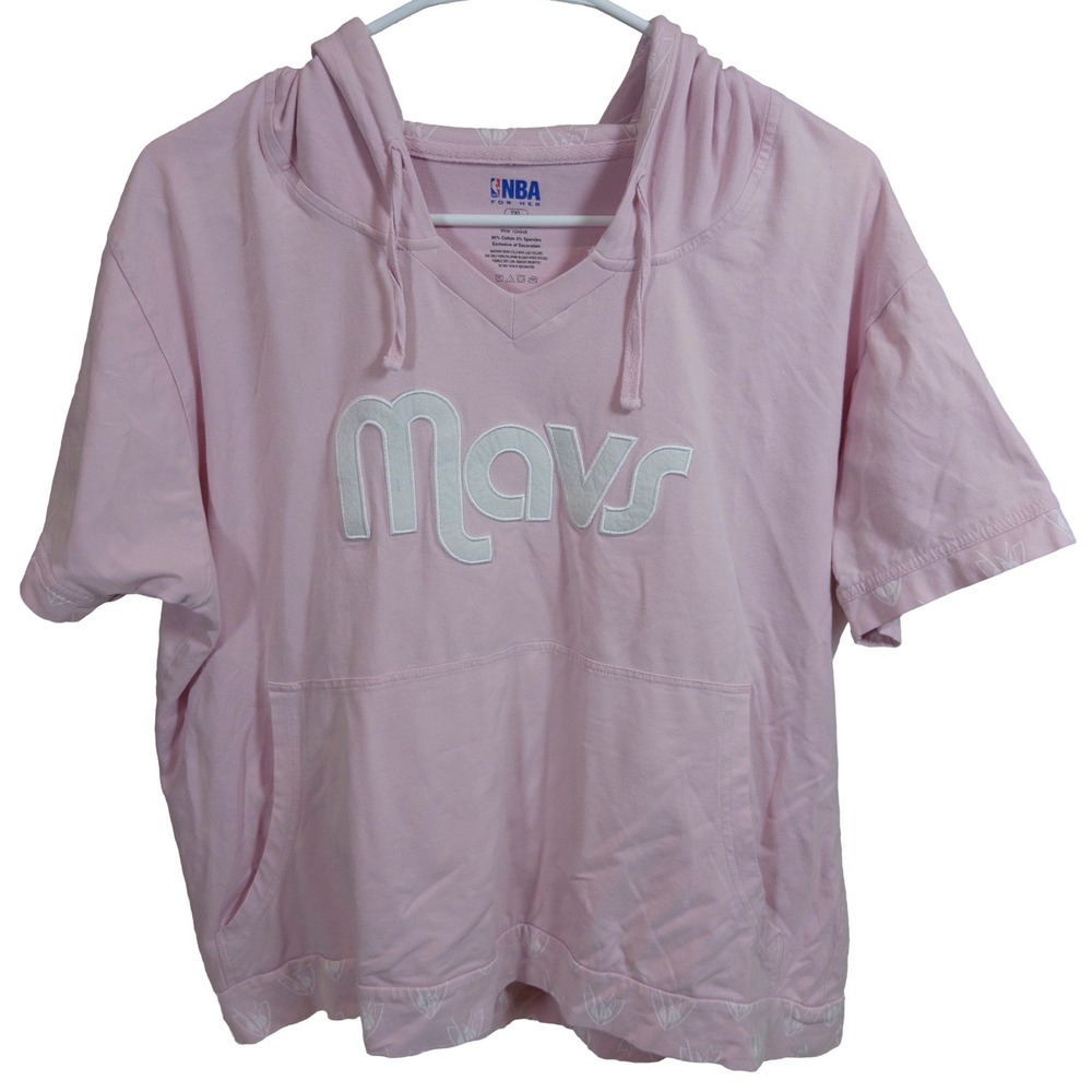 NBA For Her Dallas Mavericks Hoodie 2XL Womens Short Sleeve Mavs Pink